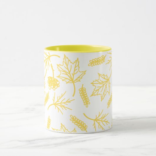 Herfst geel bladeren schetsen twee-toon Mokken (Midden)