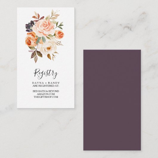Herfst Geel Blush Elegant Bloemen Gift Registry Informatiekaartje (Voorkant / Achterkant)