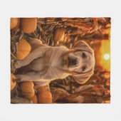 Herfst Geel Lab Pup Fleece Deken (Voorkant (Horizontaal))