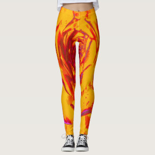 Herfst Geel, Oranje en Rode Sedum Rozet Leggings
