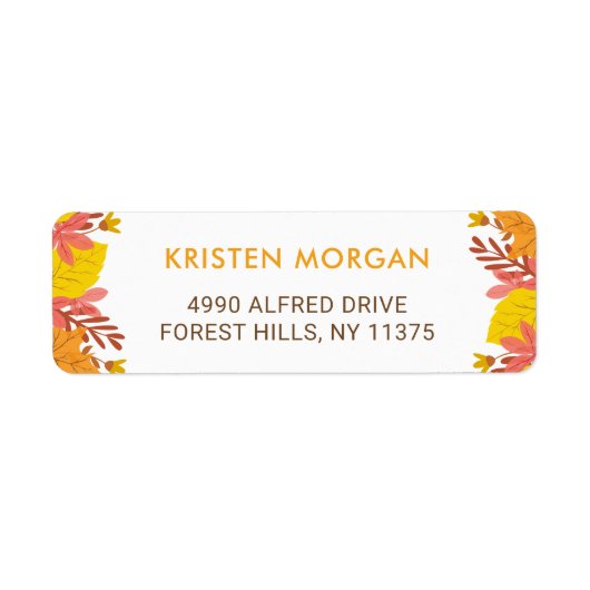 Herfst Geel Oranje Herfstbladeren Etiket (Voorkant)