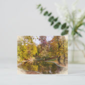Herfst Geel Park Reflectie Waterverf Briefkaart (Staand voorkant)