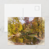 Herfst Geel Park Reflectie Waterverf Briefkaart (Voorkant / Achterkant)