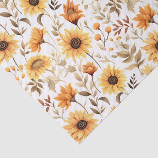 Herfst Geel & Sinaasappel Zonnebloemen Tissuepapier (Detail)