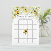 Herfst Geel Zonnebloem BINGO Baby shower spel Kaart (Staand voorkant)