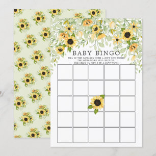 Herfst Geel Zonnebloem BINGO Baby shower spel Kaart