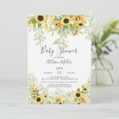 Herfst Geel Zonnebloem Bloemen Baby shower Kaart (Staand voorkant)
