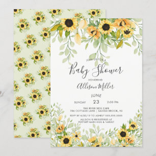 Herfst Geel Zonnebloem Bloemen Baby shower Kaart