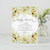 Herfst Geel Zonnebloem Bloemen Baby shower Kaart (Staand voorkant)