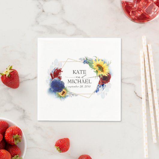 Herfst Geel Zonnebloem Bloemen Bruiloft Servet (Insitu)