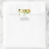 Herfst Geel Zonnebloem Bloemen Retouradres Vierkante Sticker (Tas)