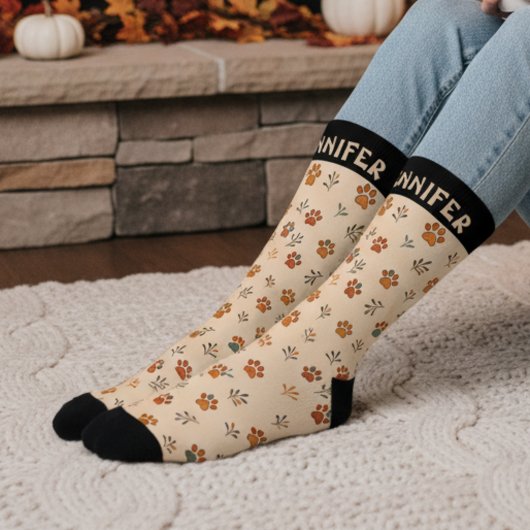 Herfst geïnspireerde Paw Print Sokken met aangepas