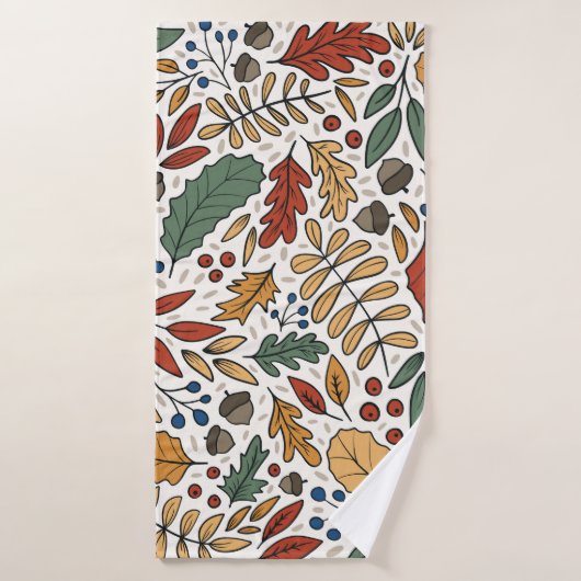 Herfst gekleurd blad vierkant ontwerp badhanddoek (Badhanddoek)