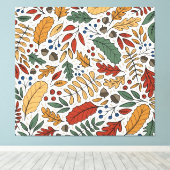 Herfst gekleurd blad vierkant ontwerp canvas afdruk (Insitu (Houten vloer))