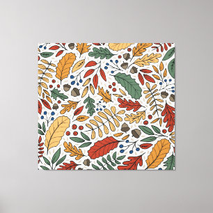 Herfst gekleurd blad vierkant ontwerp canvas afdruk