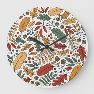 Herfst gekleurd blad vierkant ontwerp grote klok