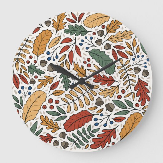 Herfst gekleurd blad vierkant ontwerp grote klok (Voorkant)