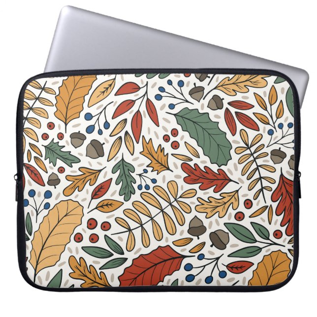 Herfst gekleurd blad vierkant ontwerp laptop sleeve (Voorkant)