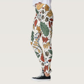 Herfst gekleurd blad vierkant ontwerp leggings (Links)