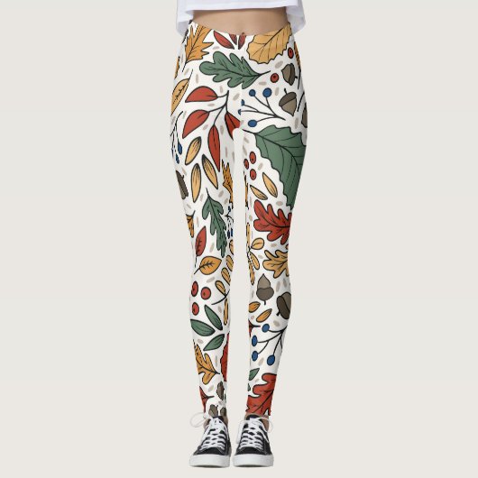 Herfst gekleurd blad vierkant ontwerp leggings (Voorkant)