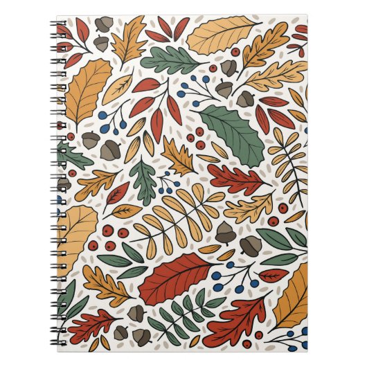 Herfst gekleurd blad vierkant ontwerp notitieboek (Voorkant)