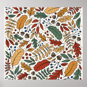 Herfst gekleurd blad vierkant ontwerp poster