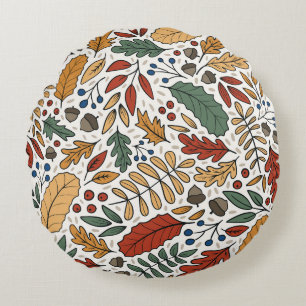 Herfst gekleurd blad vierkant ontwerp rond kussen