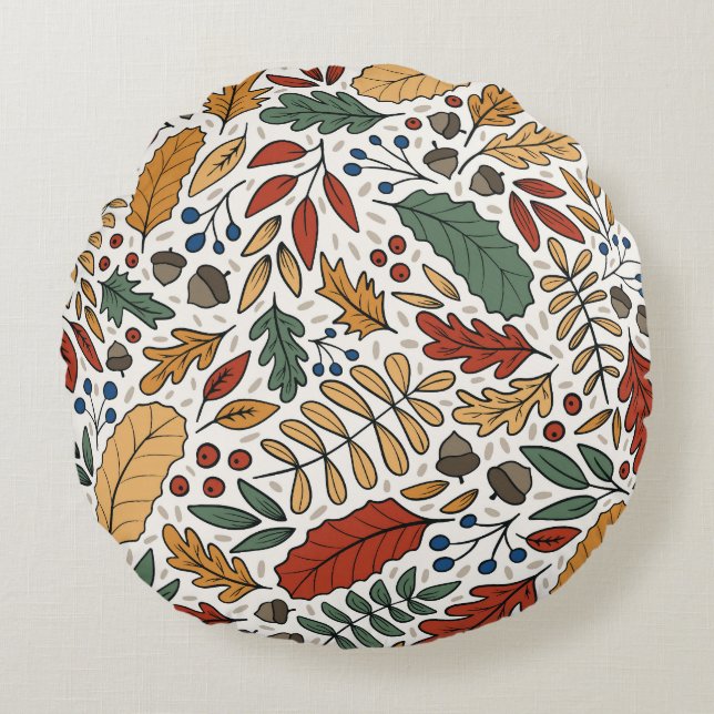 Herfst gekleurd blad vierkant ontwerp rond kussen (Voorkant)