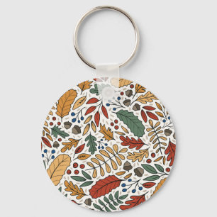 Herfst gekleurd blad vierkant ontwerp sleutelhanger