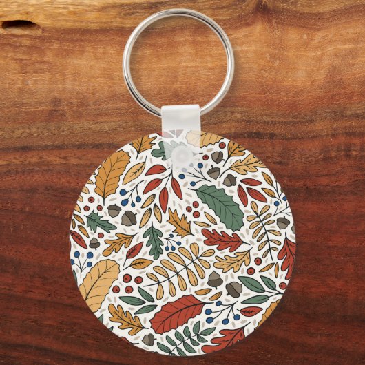 Herfst gekleurd blad vierkant ontwerp sleutelhanger (Achterkant)