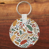 Herfst gekleurd blad vierkant ontwerp sleutelhanger (Voorkant)