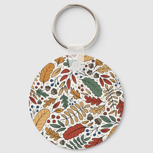 Herfst gekleurd blad vierkant ontwerp sleutelhanger (Achterkant)