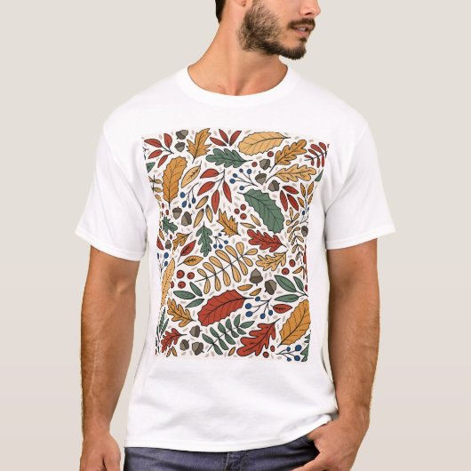 Herfst gekleurd blad vierkant ontwerp t-shirt (Voorkant)