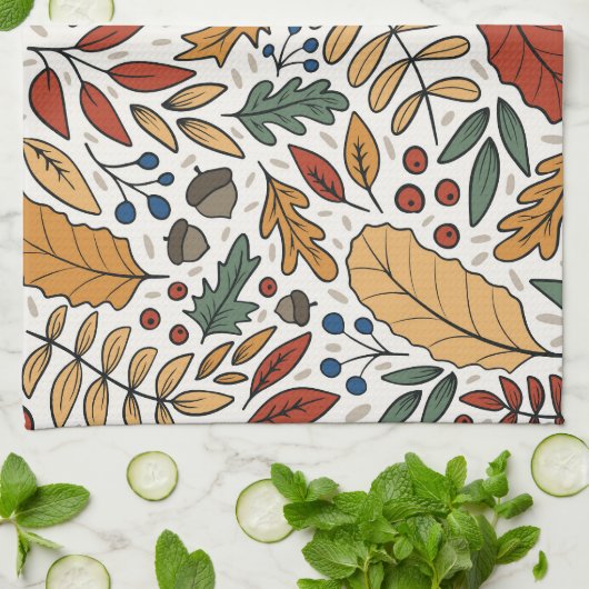 Herfst gekleurd blad vierkant ontwerp theedoek (Gevouwen)