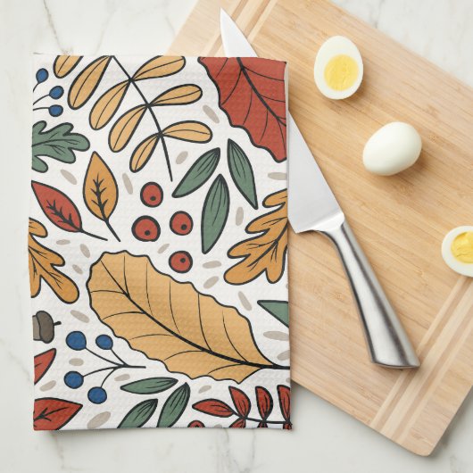 Herfst gekleurd blad vierkant ontwerp theedoek (Quarter Fold)