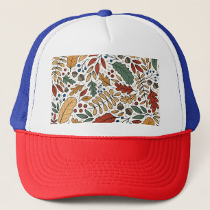 Herfst gekleurd blad vierkant ontwerp trucker pet