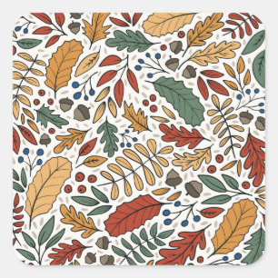Herfst gekleurd blad vierkant ontwerp vierkante sticker
