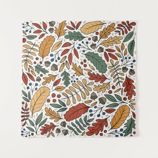 Herfst gekleurd blad vierkant ontwerp wandkleed (Voorkant)