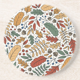 Herfst gekleurd blad vierkant ontwerp zandsteen onderzetter