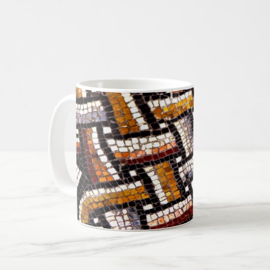 Herfst gekleurd Romeins mozaïek Koffiemok (Voorkant links)