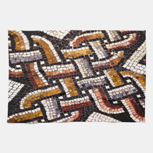 Herfst gekleurd Romeins mozaïek Theedoek (Horizontaal)