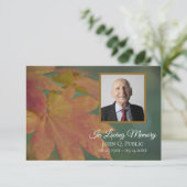 Herfst gekleurde bladeren begrafenisherdenking sym bedankkaart (Staand voorkant)