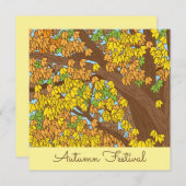 Herfst gekleurde bladeren eikenboom tijdens het na kaart (Voorkant / Achterkant)