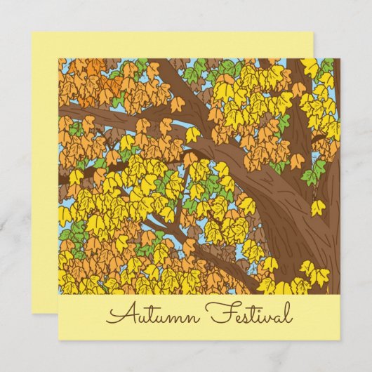 Herfst gekleurde bladeren eikenboom tijdens het na kaart (Voorkant / Achterkant)