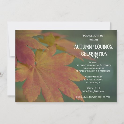 Herfst gekleurde bladeren herfst equinox viering kaart (Voorkant)