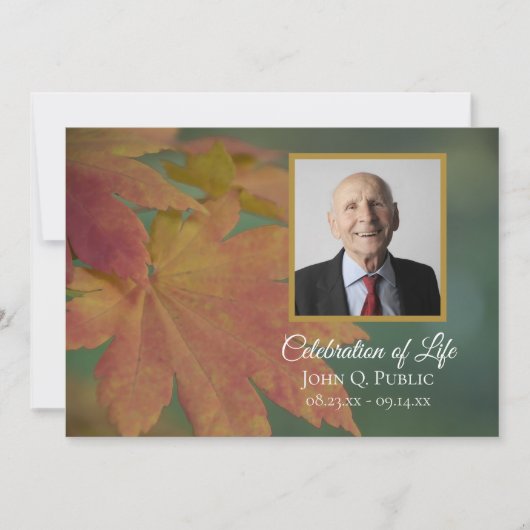 Herfst gekleurde bladeren viering van het leven kaart (Voorkant)