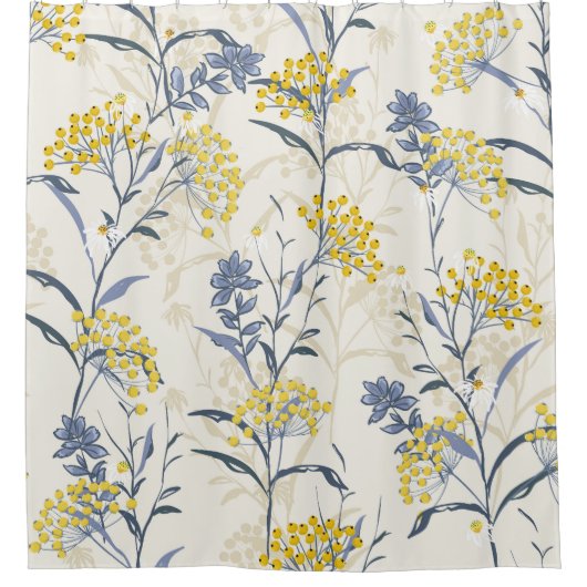 Herfst gele bessen bladeren, kleurrijk naadloos. douchegordijn (Voorkant)