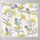 Herfst gele bessen bladeren, kleurrijk naadloos. poster (Voorkant)