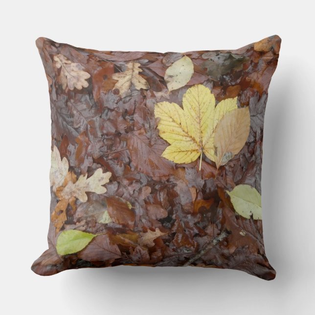 Herfst & Gele Bladeren Patroon Worp Kussen (Voorkant)