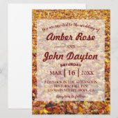 Herfst Gele Bladeren Rustic Wedding Invitations Kaart (Voorkant / Achterkant)